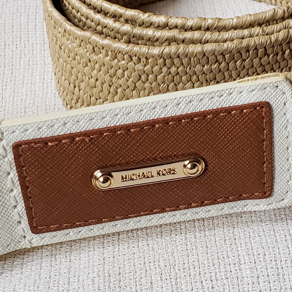 Michael Michael Kors stretch poly straw and leather belt XL